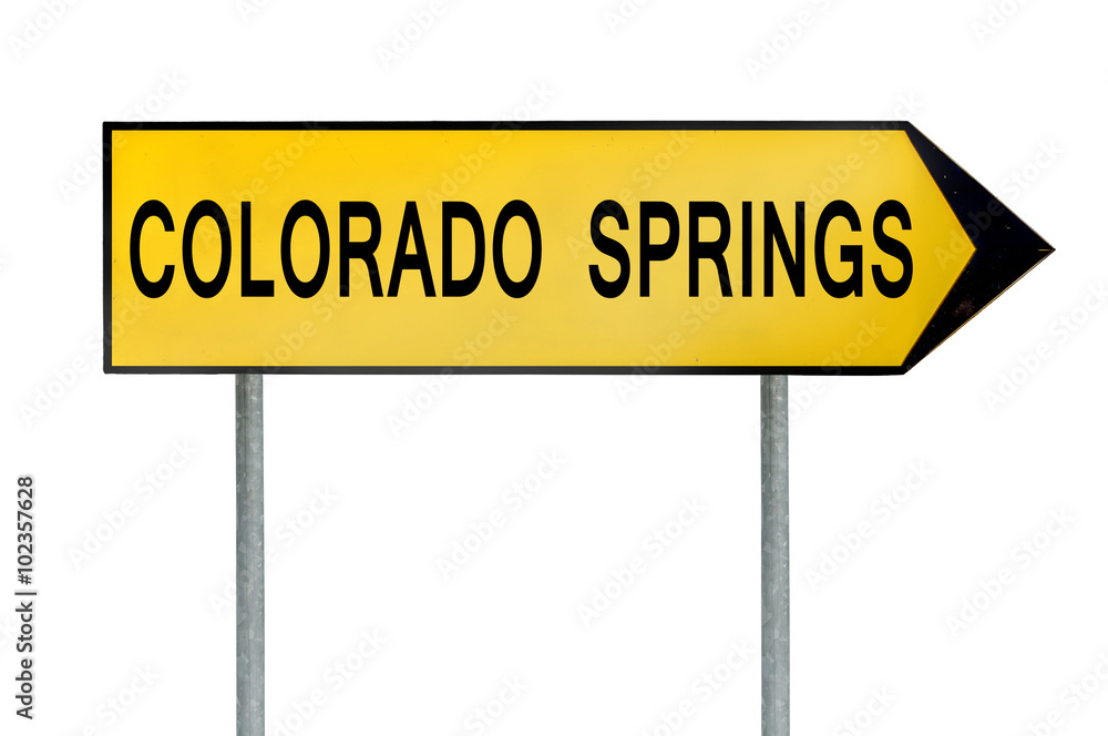 Yellow street concept sign Colorado Springs isolated on white Yellow street concept sign Colorado Springs isolated on white