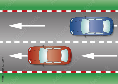 Two cars on the road