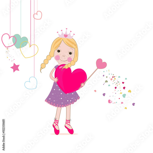 Love fairy holding heart vector background
