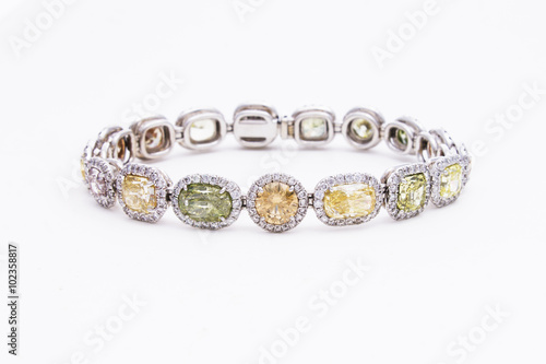 Sparkling Diamond & Gemstone Bracelet in White Gold