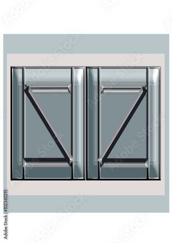 volets fermés sur fenêtre, de maison