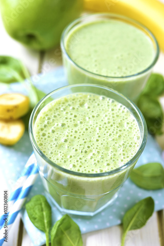 Green smoothie with apple,banana and spinach.