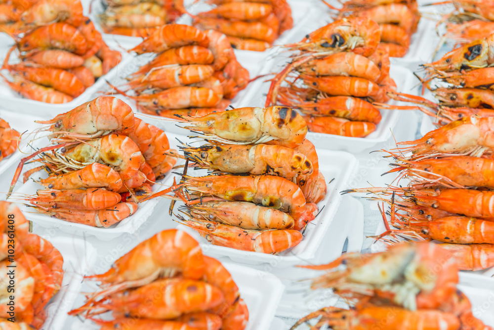 Grilled shrimps seafood