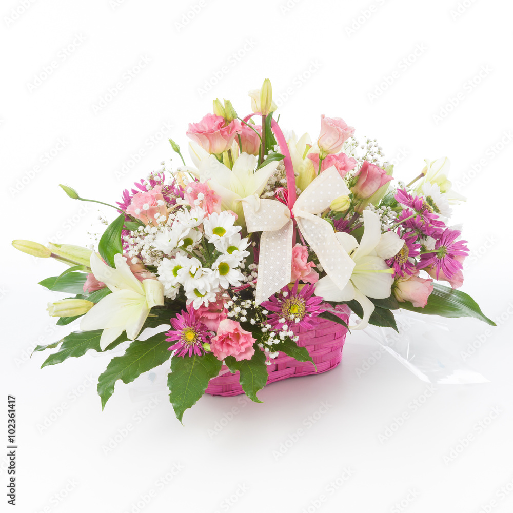 Floral arrangement in a basket