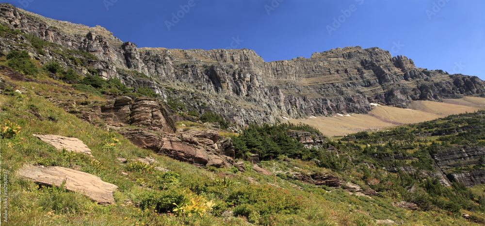 Panorama of Mountains in Glacier National Park