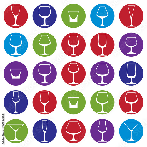 Classic goblets collection, martini, wineglass, cognac and whiskey