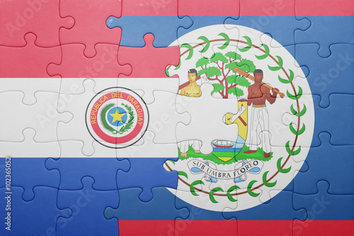 puzzle with the national flag of belize and paraguay