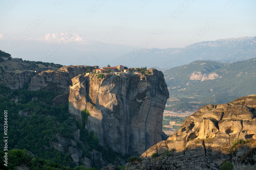 Monastery of the Holy Trinity in Meteora - complex of Eastern Orthodox monasteries at sunrise, Greece