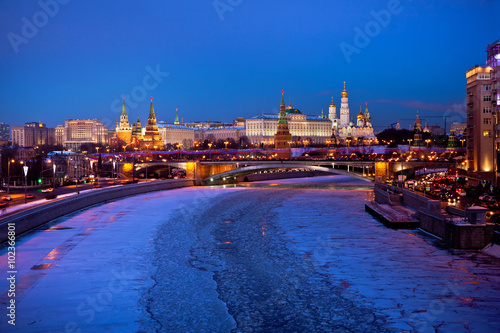 Moscow Kremlin at night in Moscow, Russia © prescott09