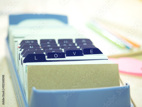 LOVE letter on namecard box (keep intouch with love) photo