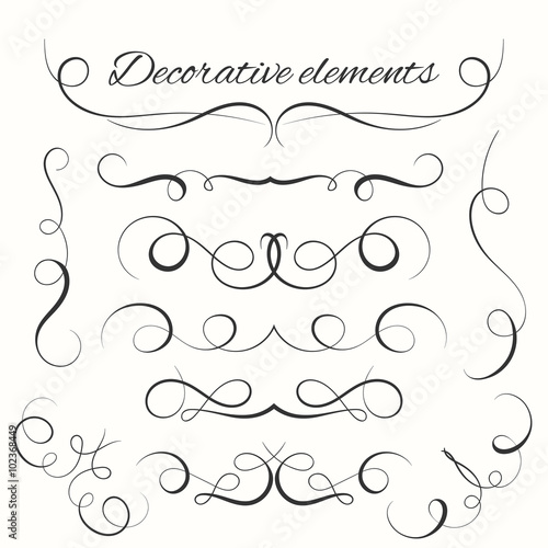 Hand drawn dividers set. Decorative borders set. Ornamental decorative elements