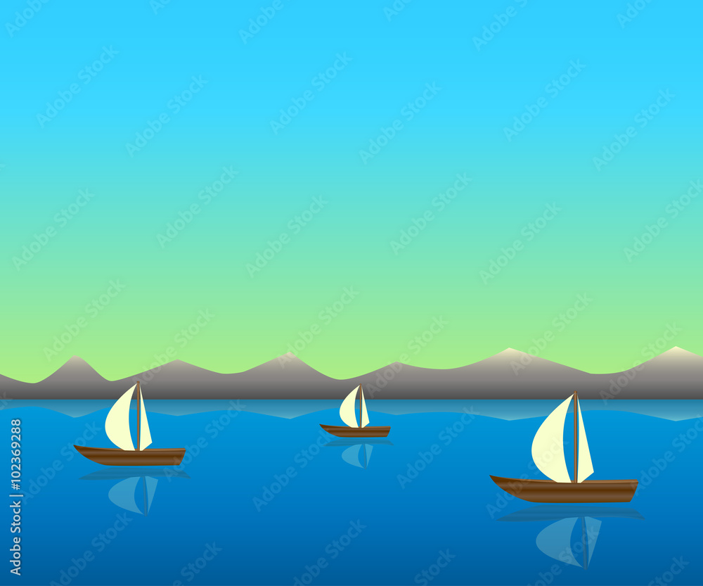 Illustrations with boats.