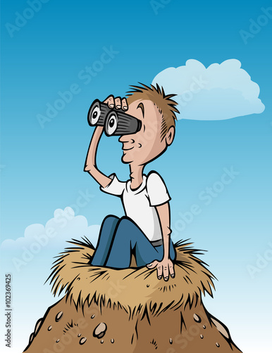 cartoon vector illustration of a birdwatcher nest
