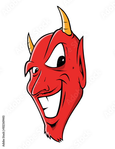 cartoon vector illustration of a devil grinning