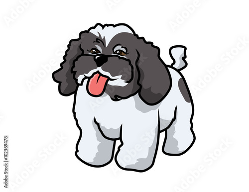 cartoon vector illustration of a poodle panting