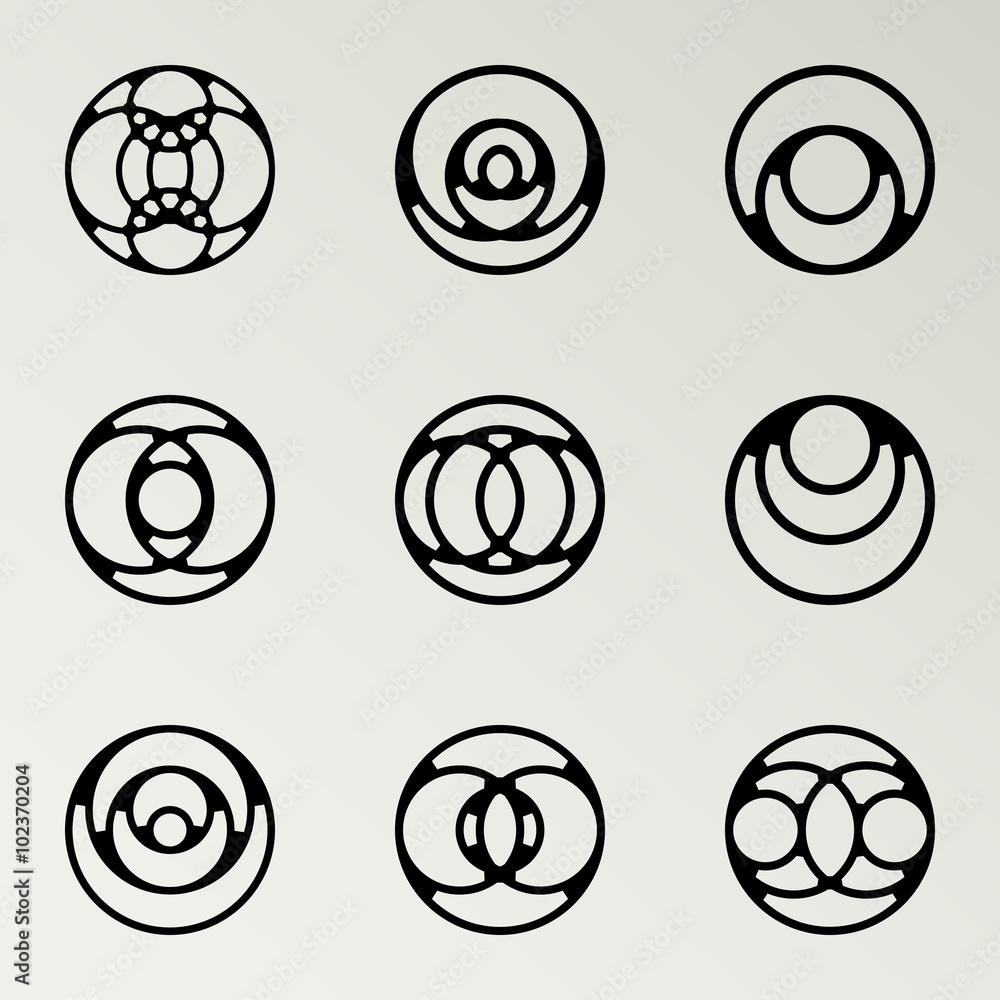 Abstract icons set. Concept of well being, nature, biodiversity, ecology, healthy lifestyle, relax, community, solidarity. Vector design.