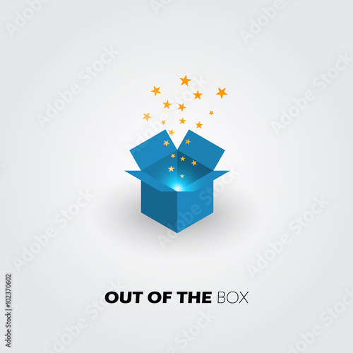 Ideas out of the box icon, innovate business concept, vector design.