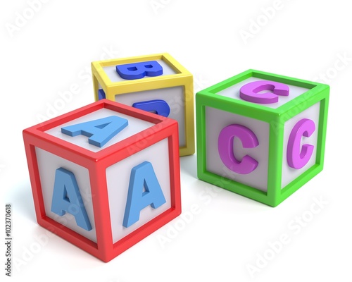 3d illustration of toy alphabet blocks