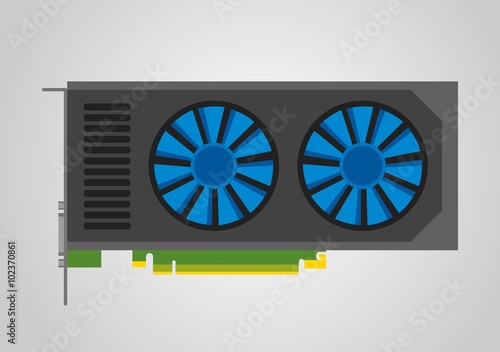 Graphic card (video card), GPU, graphic processing unit, flat design
