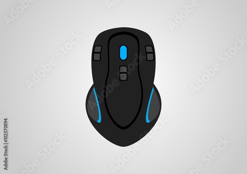 Gaming mouse black and blue, flat design