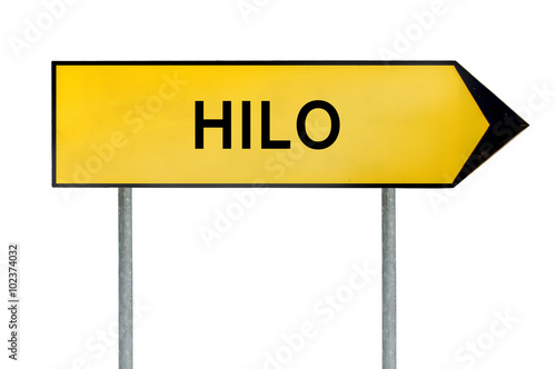 Yellow street concept sign Hilo isolated on white