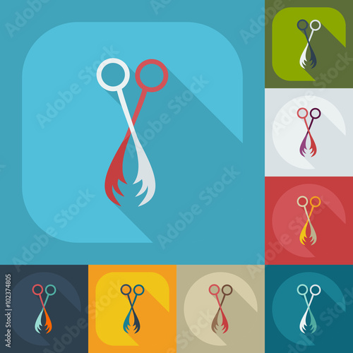 Flat modern design with shadow icons thinning scissors