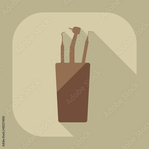 Flat modern design with shadow dentist tool