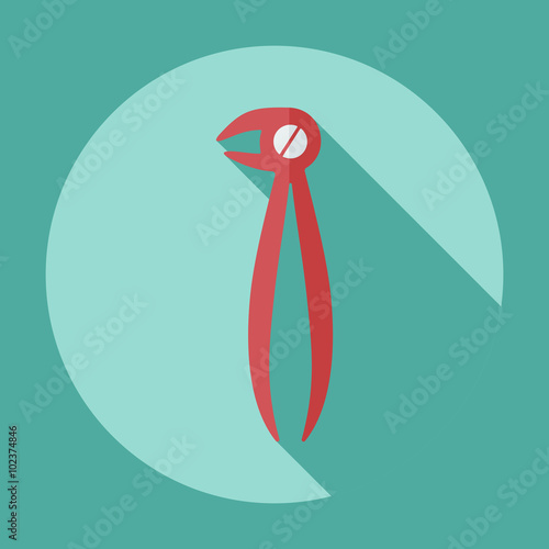 Flat modern design with shadow dental pliers