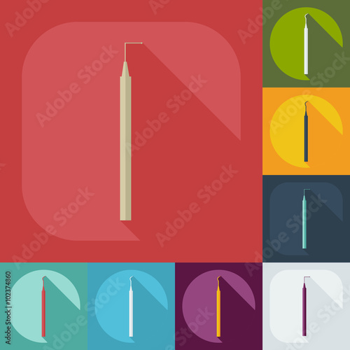 Flat modern design with shadow dentist tool