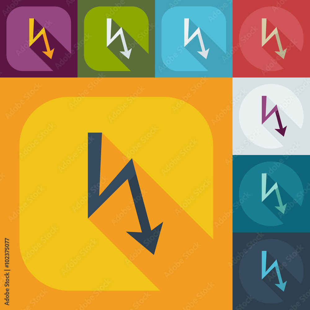 Flat concept, set modern design with shadow construction