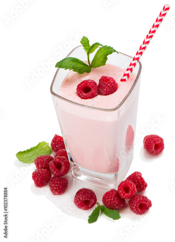 Raspberry smoothie in a glass