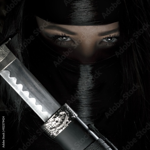 Beautiful long haired ninja girl