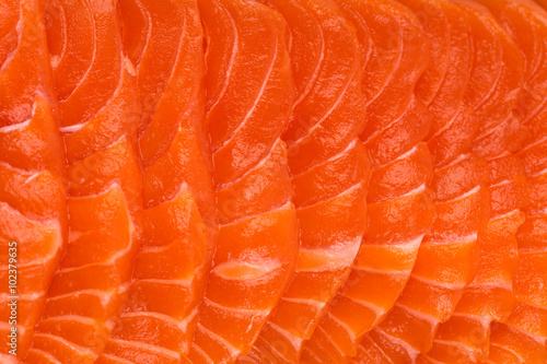 Sliced raw fatty salmon