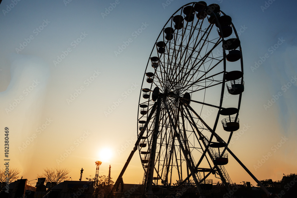 Detail And Silhouette of Ferris Wheel