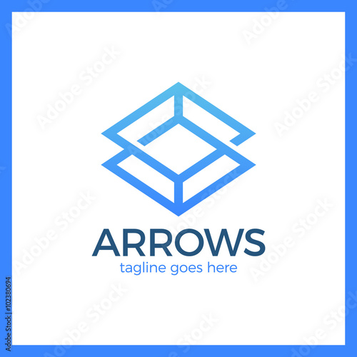Arrow Rhomb Line Logo. Infinity cube