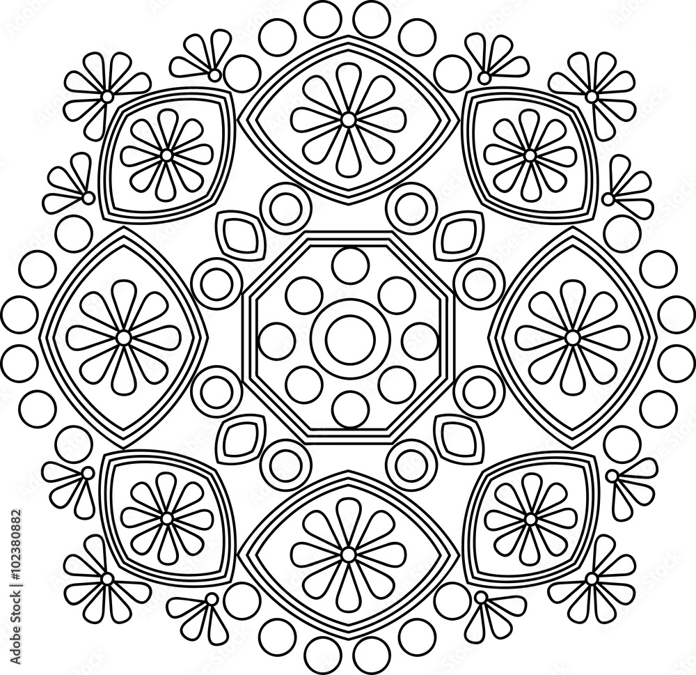 Circular vector ornament. Round pattern mandala.