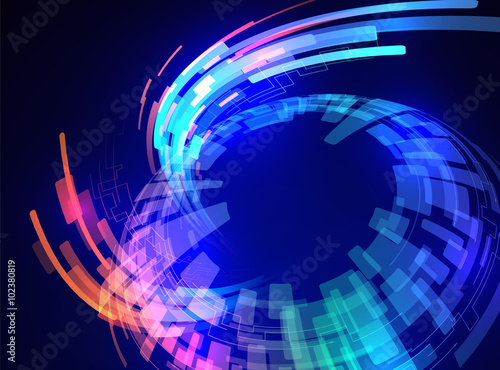 spherical surface, and ray of light, abstract image, vector illustration