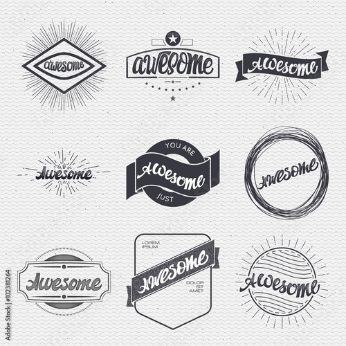 Awesome. Handwritten inscription. Hand drawn calligraphy lettering  typography badge. It can be used for postcards, posters, presentations