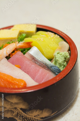 Japanese Rice with sashimi on top