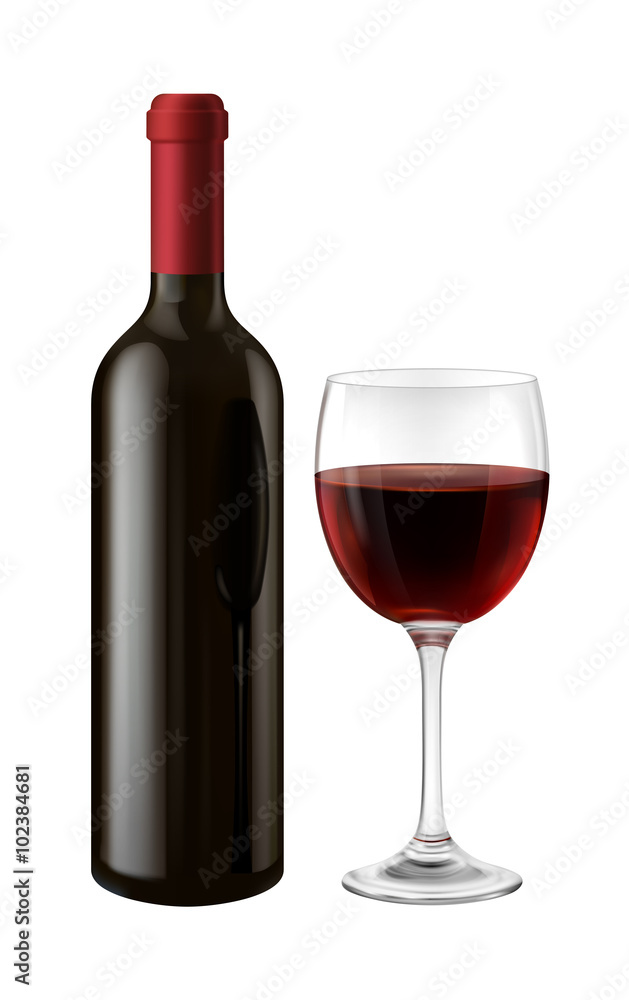 Bottle and glass of red wine Bottle and glass of red wine