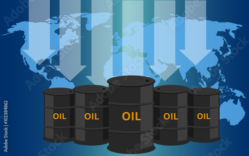 Crude oil price down illustration in vector - Illustration