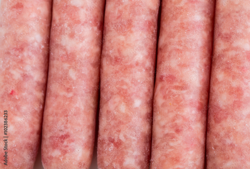 Delicious raw sausages for barbecue. Delicious raw sausages for barbecue.