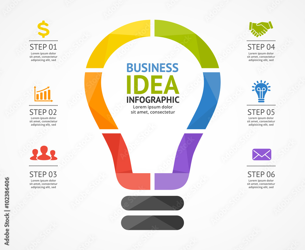 Vector light bulb infographic. Template for circle diagram, graph ...