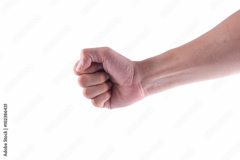 Closeup man's hand isolated on white background Closeup man's hand isolated on white background
