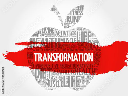 TRANSFORMATION apple word cloud, health concept