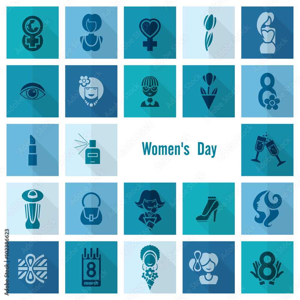 Womans Day Icon Set Womans Day Icon Set