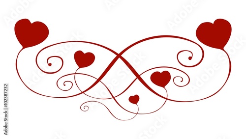Ornament decorative curved heart handpainted Ornament Wedding Love Valentine - Ornament Deko geschwungene Herzen handgemalt Verzierung Hochzeit Liebe Valentinstag