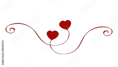Curving heart handpainted Ornament Valentine's Day Wedding Love  - Geschwungene Herzen handgemalt Verzierung Ornament Valentinstag Hochzeit Liebe