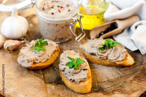 pate in a jar and sandwiches