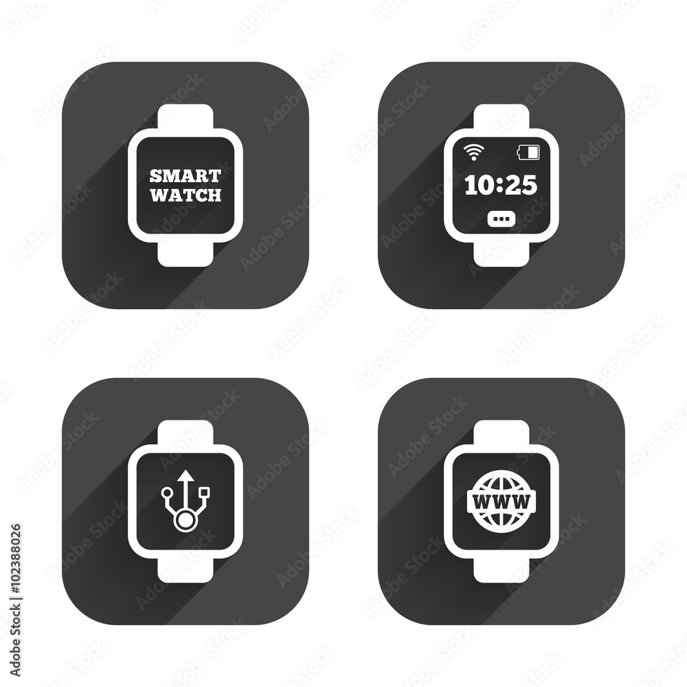 Smart watch icons. Wrist digital time clock. Smart watch icons. Wrist digital time clock.